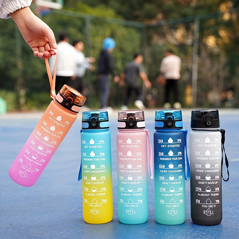 Sports Water Bottle with Time Marker - Large Capacity, Leakproof Flip-Top for Cycling, Running & Fitness - Durable Polycarbonate, PVC-Free