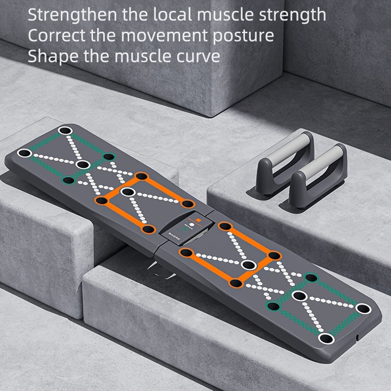 1pc Push-Up Board - Heavy-Duty PP+EVA Construction, Non-Slip Grip Surface, Foldable Design for Home Gym, Chest Press, Triceps & Core Workout - Space-Saving Fitness Equipment for All Levels (Beginner/Advanced) - Ideal for Push