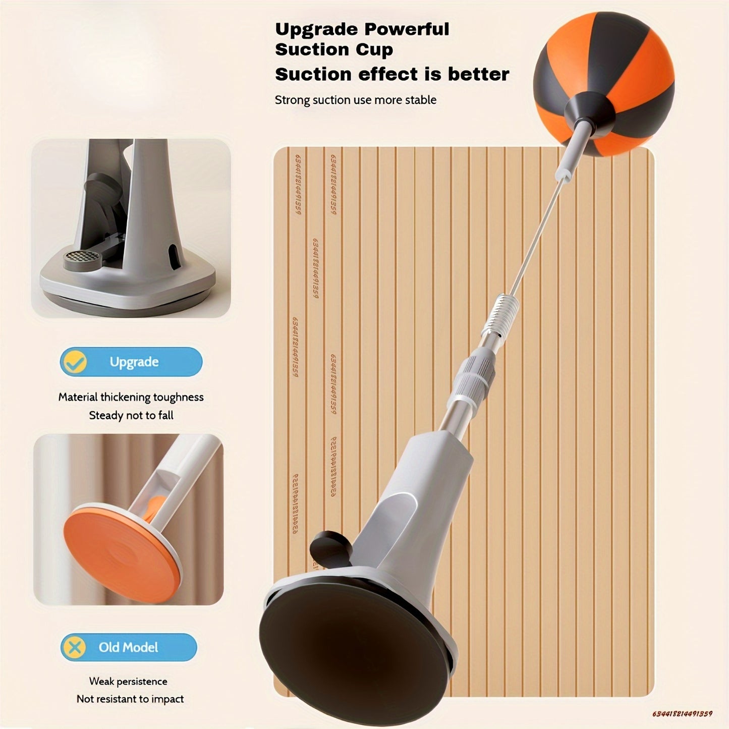 130.0-160cm Height Adjustable Punching Bag with Sturdy Frame, Strong Suction Cups & Orange/Black Design - Indoor Fitness Sandbag for Agility Training, Holiday Gift (Christmas, Valentine's Day), Boxing Ball, Reflective Trainin