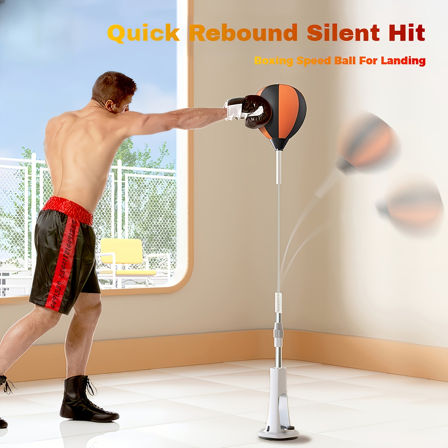130.0-160cm Height Adjustable Punching Bag with Sturdy Frame, Strong Suction Cups & Orange/Black Design - Indoor Fitness Sandbag for Agility Training, Holiday Gift (Christmas, Valentine's Day), Boxing Ball, Reflective Trainin