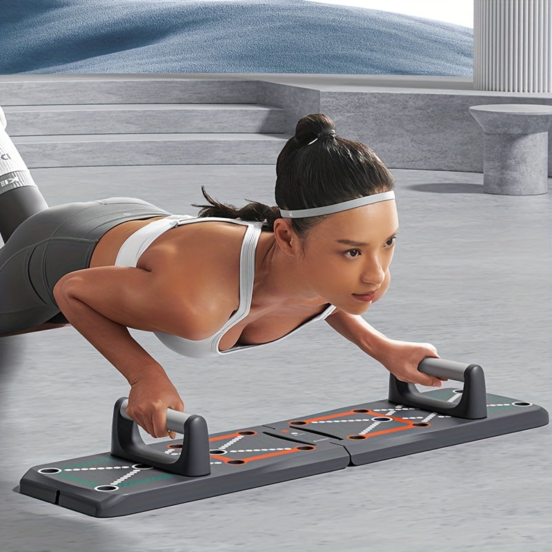 1pc Push-Up Board - Heavy-Duty PP+EVA Construction, Non-Slip Grip Surface, Foldable Design for Home Gym, Chest Press, Triceps & Core Workout - Space-Saving Fitness Equipment for All Levels (Beginner/Advanced) - Ideal for Push