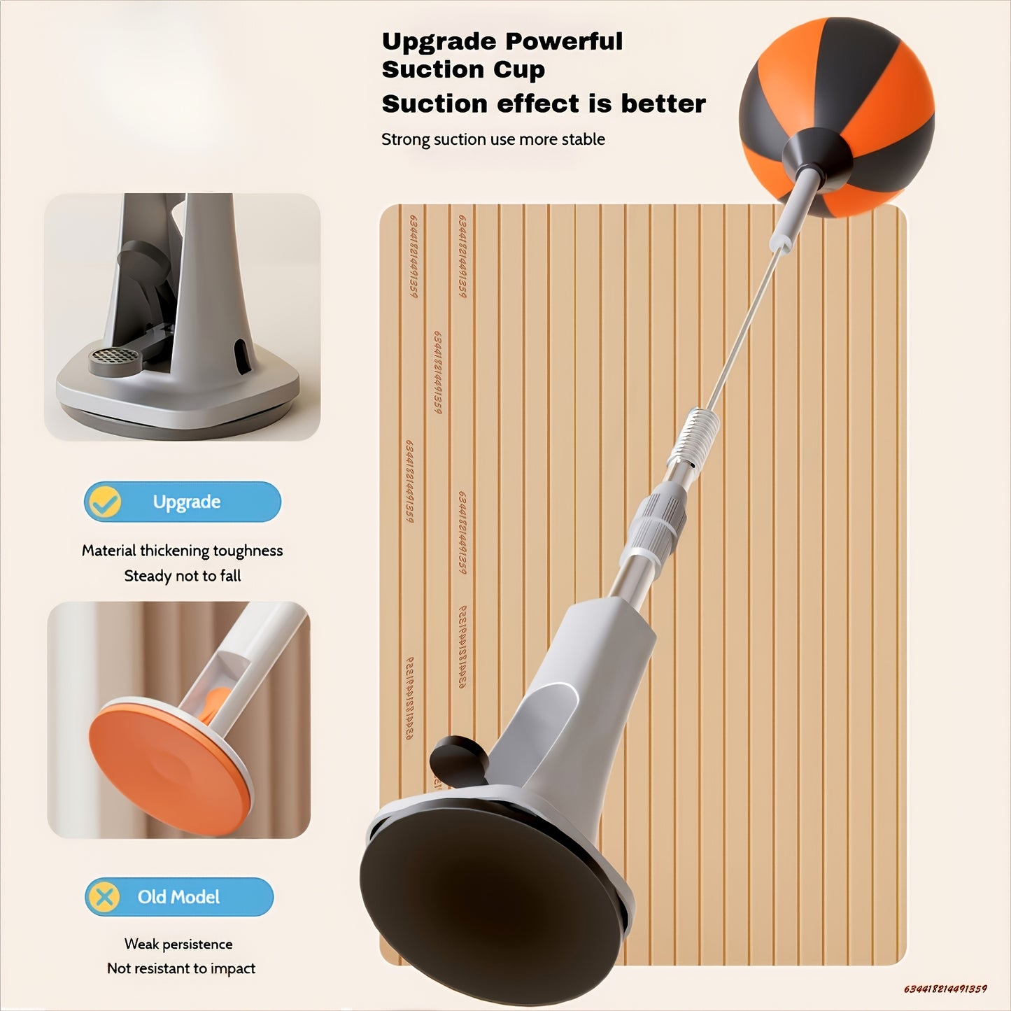 130.0-160cm Height Adjustable Punching Bag with Sturdy Frame, Strong Suction Cups & Orange/Black Design - Indoor Fitness Sandbag for Agility Training, Holiday Gift (Christmas, Valentine's Day), Boxing Ball, Reflective Trainin