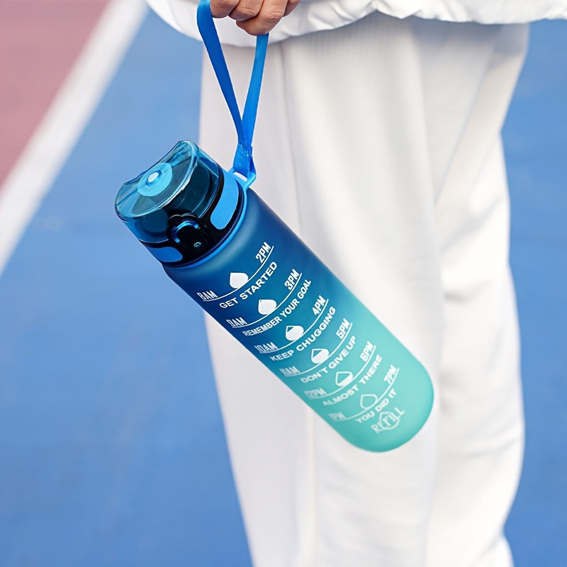 Sports Water Bottle with Time Marker - Large Capacity, Leakproof Flip-Top for Cycling, Running & Fitness - Durable Polycarbonate, PVC-Free
