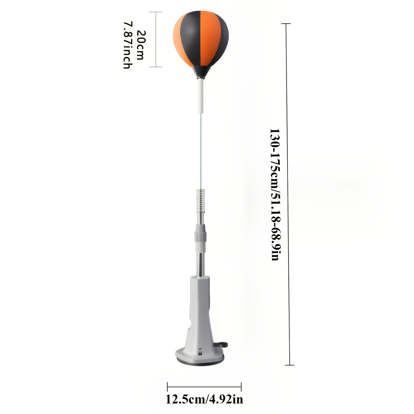 130.0-160cm Height Adjustable Punching Bag with Sturdy Frame, Strong Suction Cups & Orange/Black Design - Indoor Fitness Sandbag for Agility Training, Holiday Gift (Christmas, Valentine's Day), Boxing Ball, Reflective Trainin