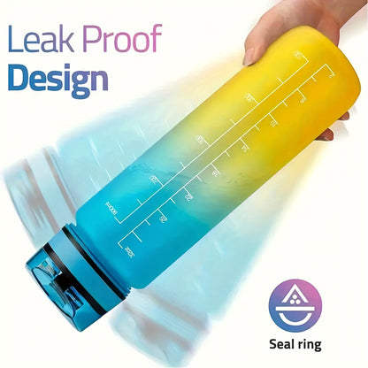 Sports Water Bottle with Time Marker - Large Capacity, Leakproof Flip-Top for Cycling, Running & Fitness - Durable Polycarbonate, PVC-Free