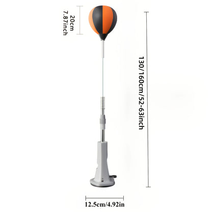 130.0-160cm Height Adjustable Punching Bag with Sturdy Frame, Strong Suction Cups & Orange/Black Design - Indoor Fitness Sandbag for Agility Training, Holiday Gift (Christmas, Valentine's Day), Boxing Ball, Reflective Trainin