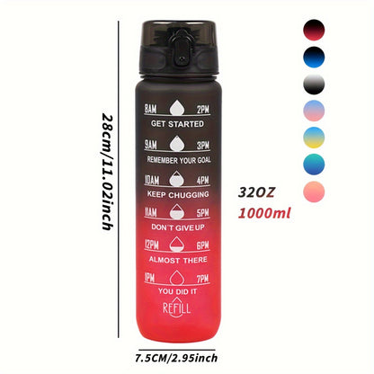 Sports Water Bottle with Time Marker - Large Capacity, Leakproof Flip-Top for Cycling, Running & Fitness - Durable Polycarbonate, PVC-Free